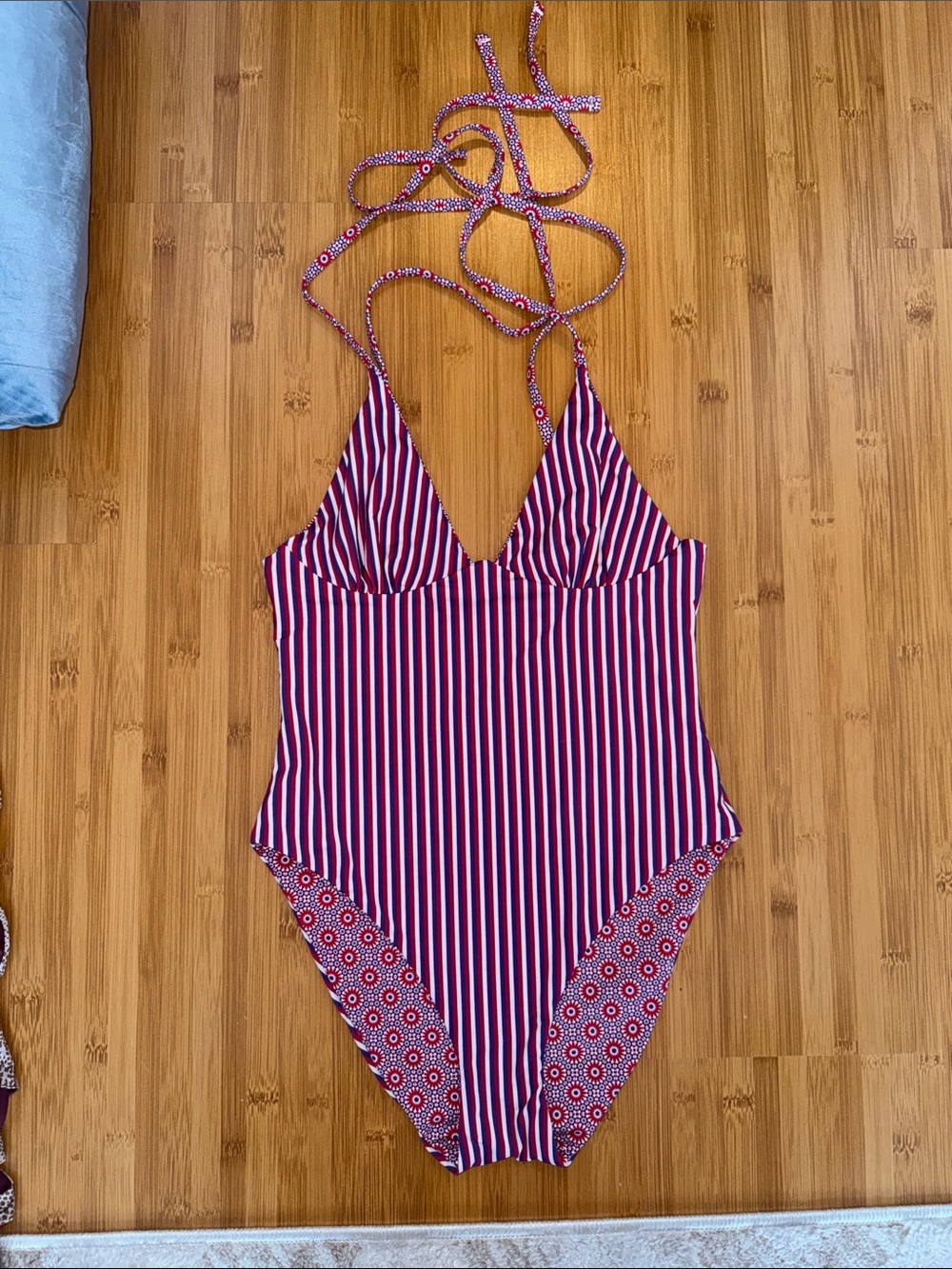 Solid & Stripe Red, White & Blue Reversible One Piece NWOT